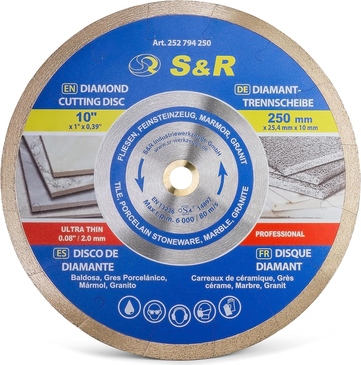 S&r Disco Diamantato 250 x 25,4 mm Extra Sottile