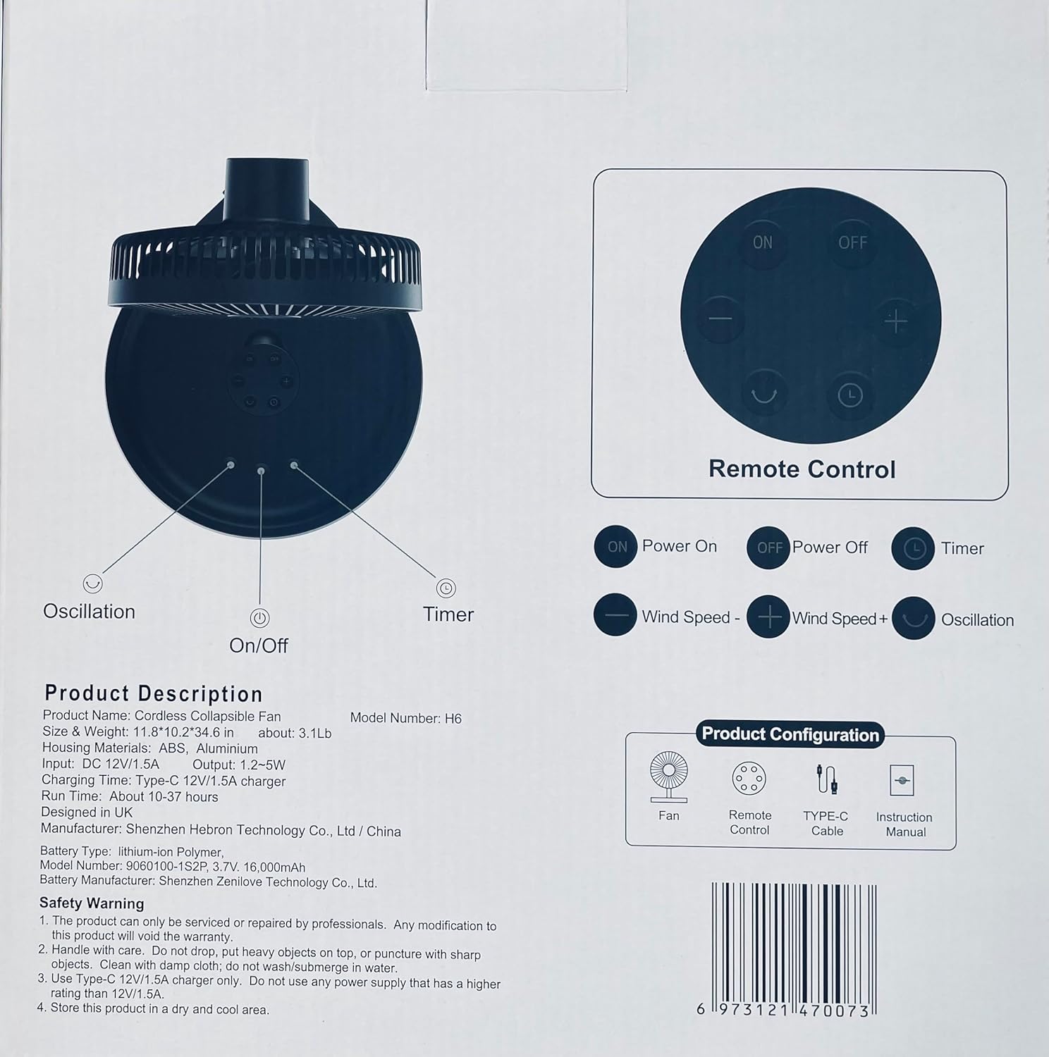 Windbillion Ventilatore Pieghevole Portatile USB-C 37h - immagine 4