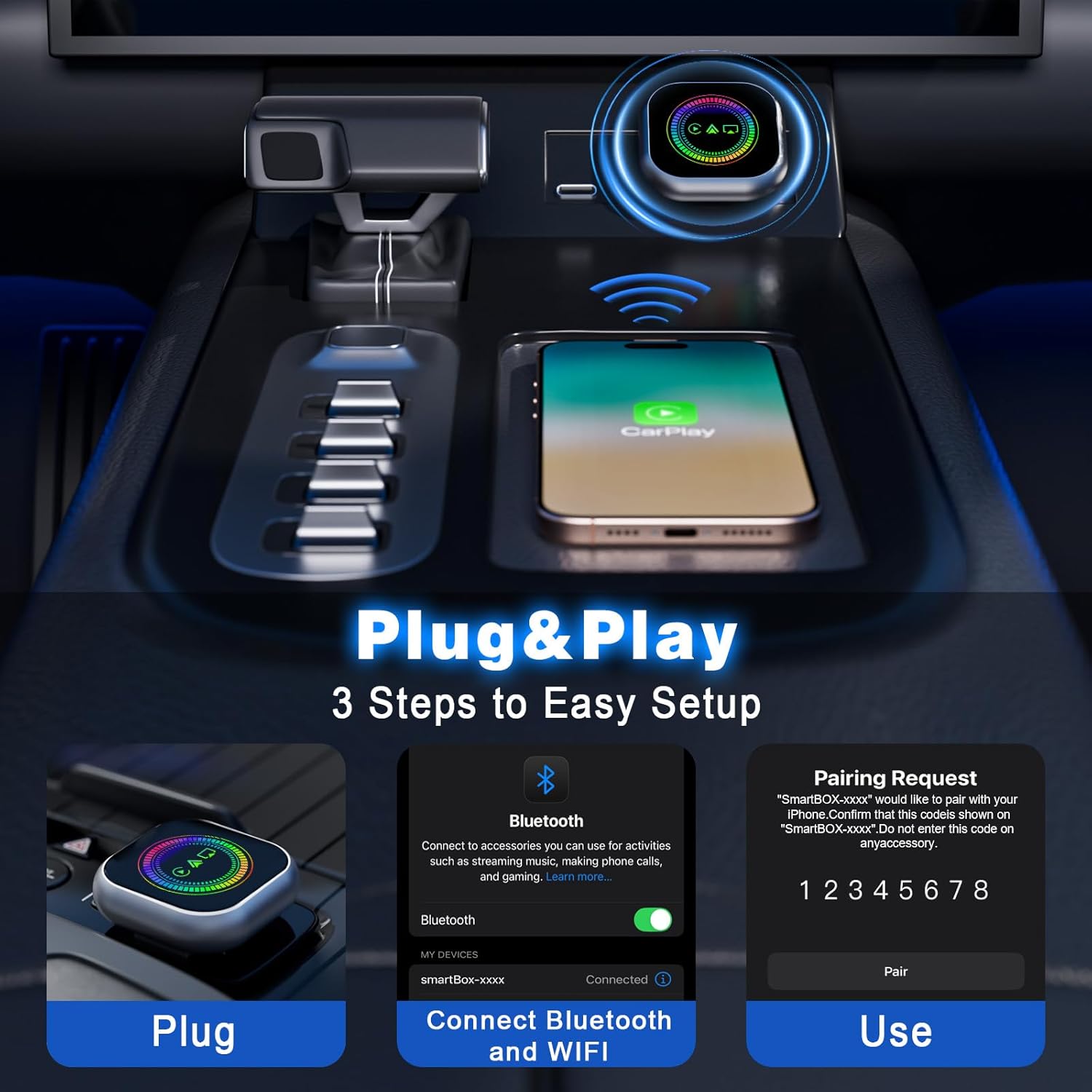 Adattatore Wireless 3 in 1 per CarPlay e Android Auto - immagine 4