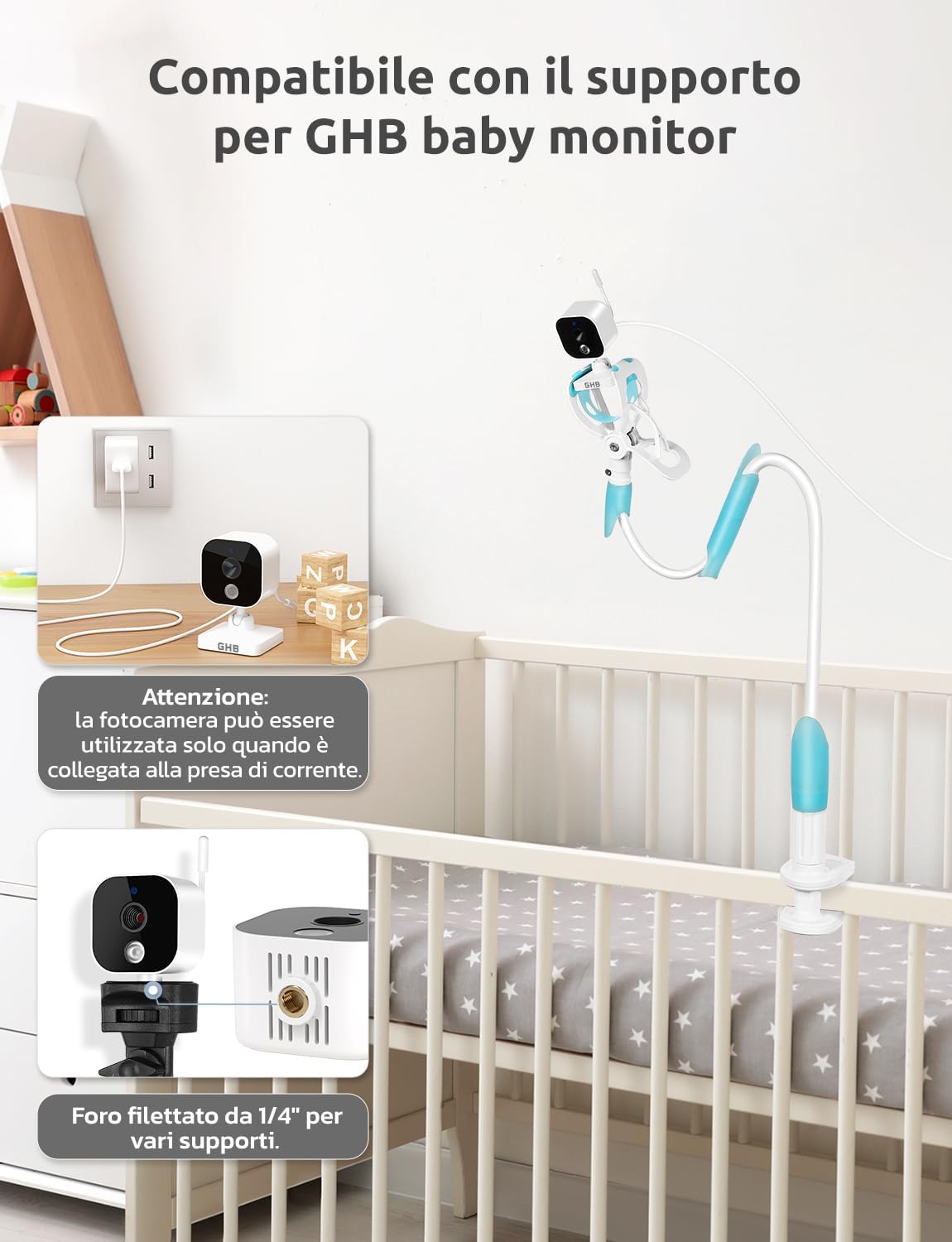 Ghb Baby Monitor Video 5" HD con Schermo IPS - immagine 7