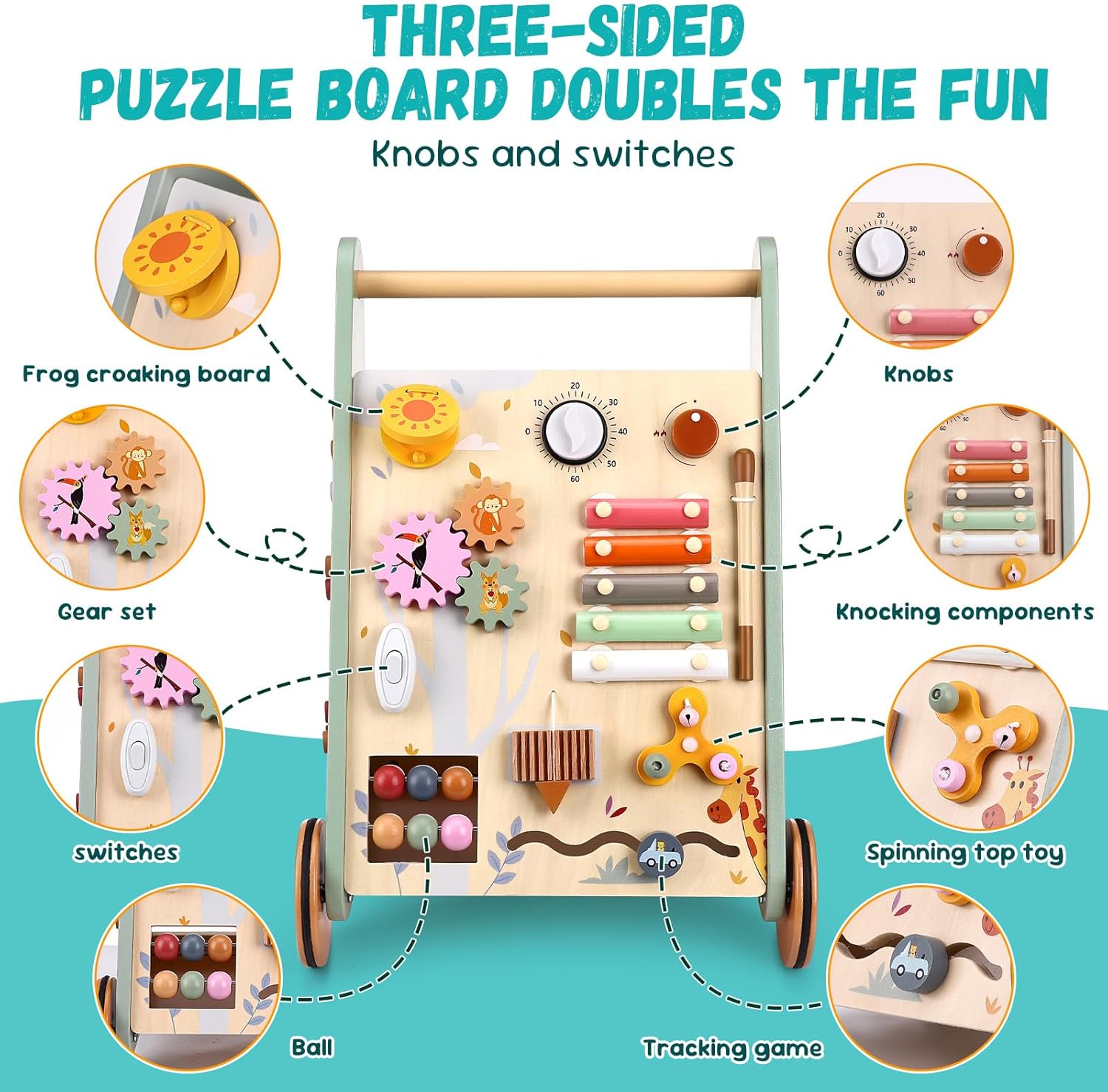 Highbird Carrello Primi Passi in Legno per Bambini - immagine 3