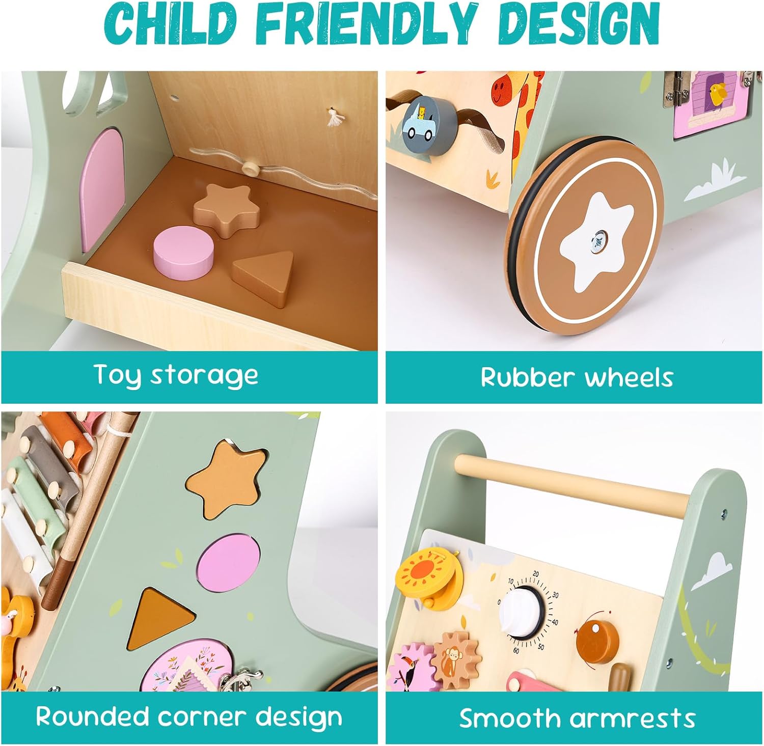 Highbird Carrello Primi Passi in Legno per Bambini - immagine 6