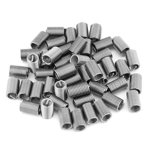 Tyenaza 50 Pezzi Inserto Filettato a Vite, M6 x 1.0 x 3D Inserto Helicoil, Kit di Inserti di Riparazione Metrico Filettato Tipo Elicoil in Acciaio Inox SS304, per Automotive, Turbine a Vapore
