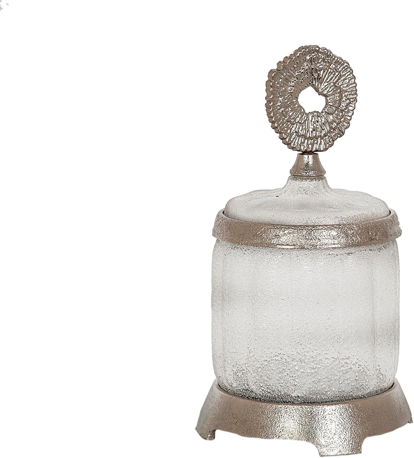 BOTE VIDRIO/METAL PLATEADO