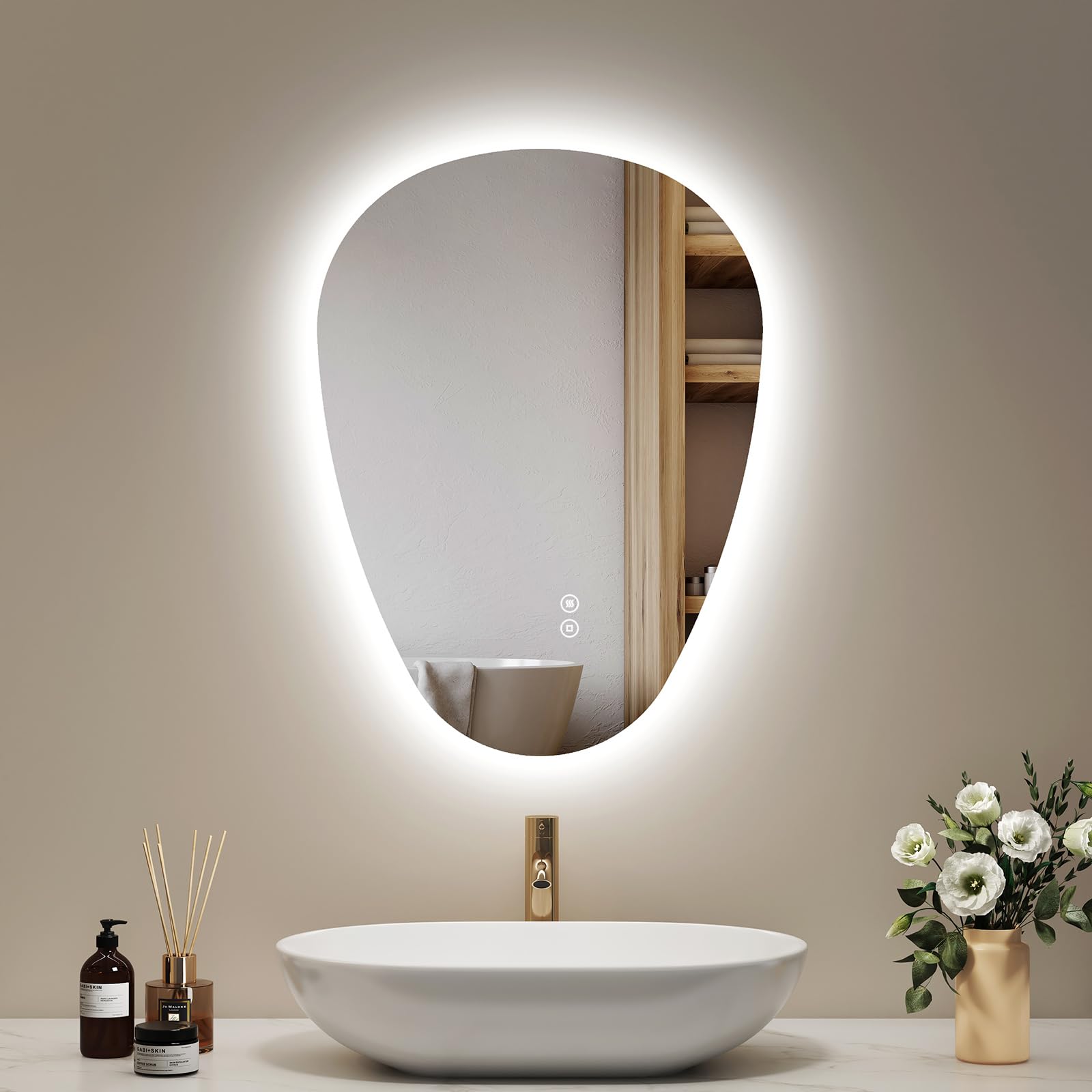 Emke Specchio da bagno illuminato 60x45 cm