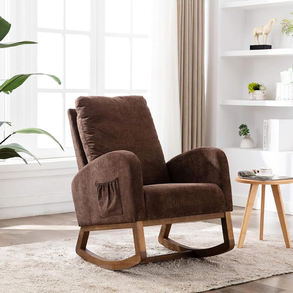 Shally Dogan Poltrona a Dondolo in Tessuto, Marrone - immagine 3