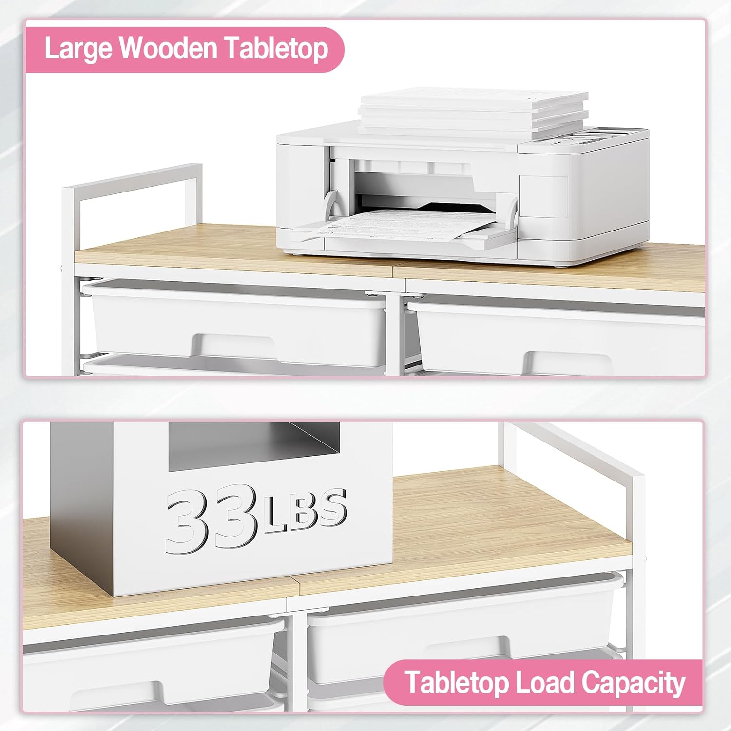 Carrello da Bagno con 12 Cassetti, Rosa - immagine 6