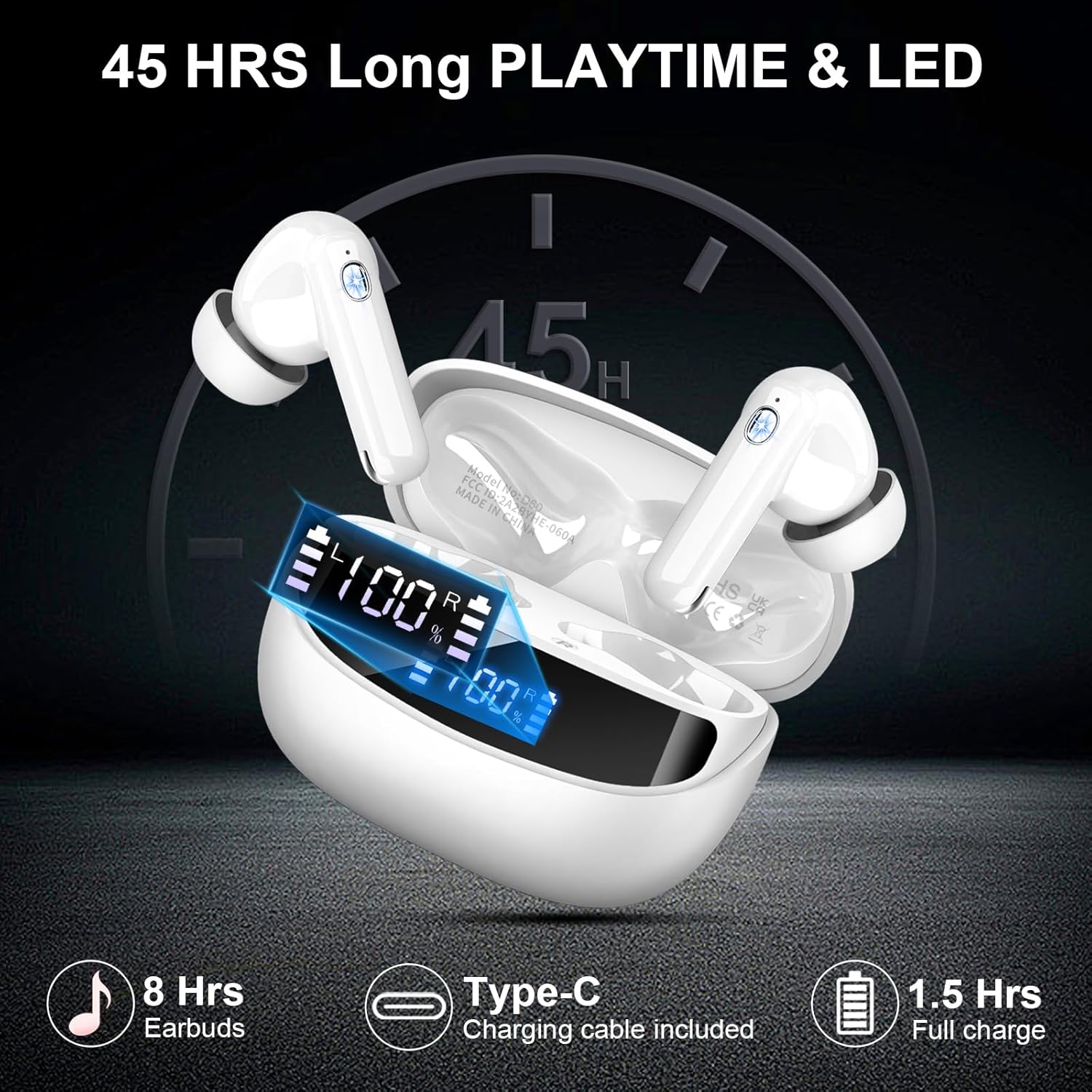 Nerunsa Cuffie Bluetooth In-Ear 49h con 4 Microfoni - immagine 6