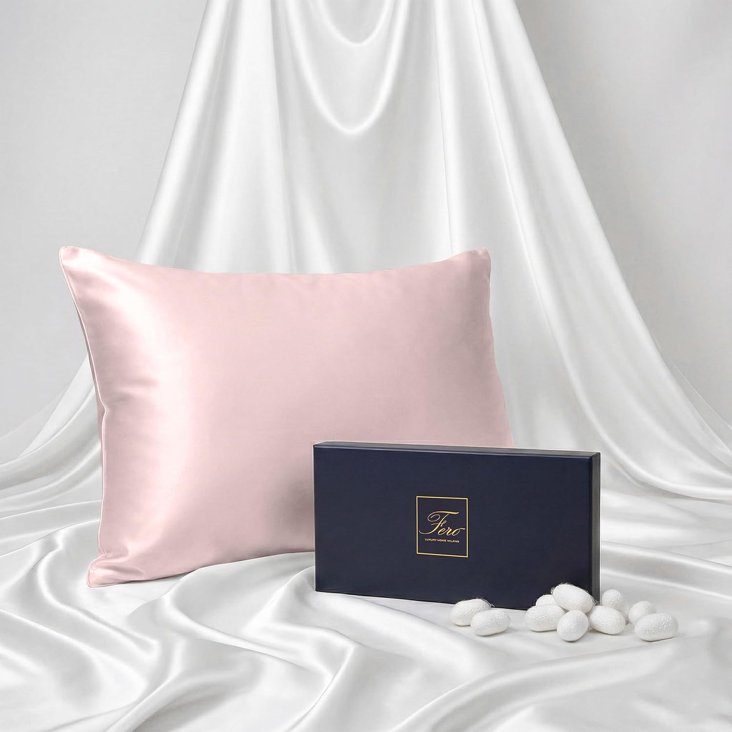 Ferò Federa Seta Cuscino 50x80 cm, Rosa - immagine 1