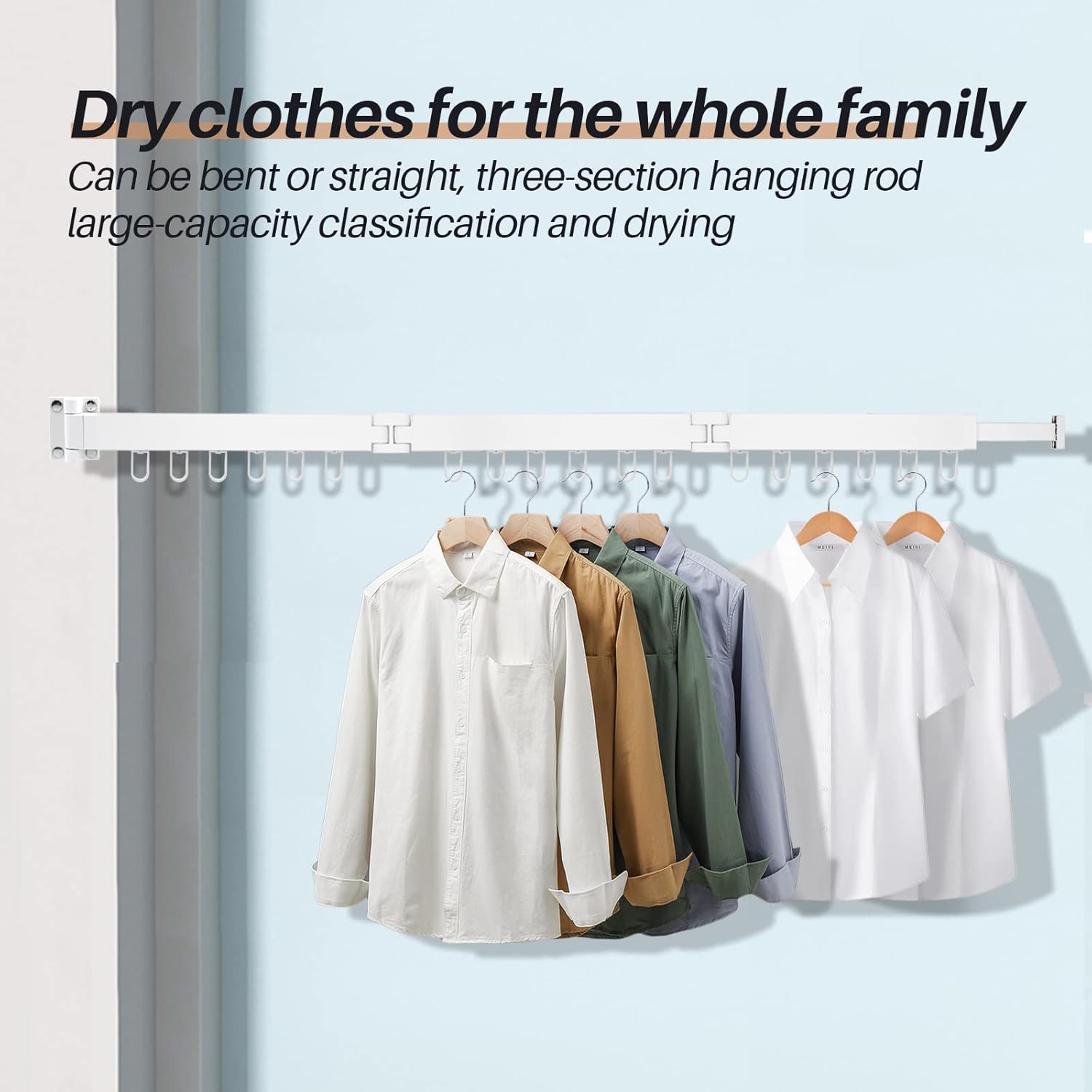 Stendino a Parete Richiudibile 128cm, Bianco - immagine 3