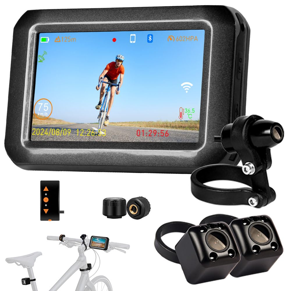 Vsysto Telecamera Bici 4'' HD 1080P Anteriore/Posteriore