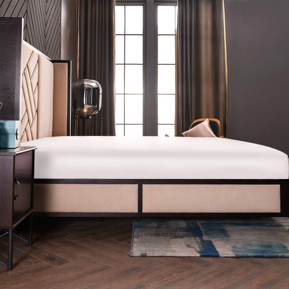 THXSILK Lenzuolo con Angoli in Seta 140x200 cm, Bianco - immagine 3