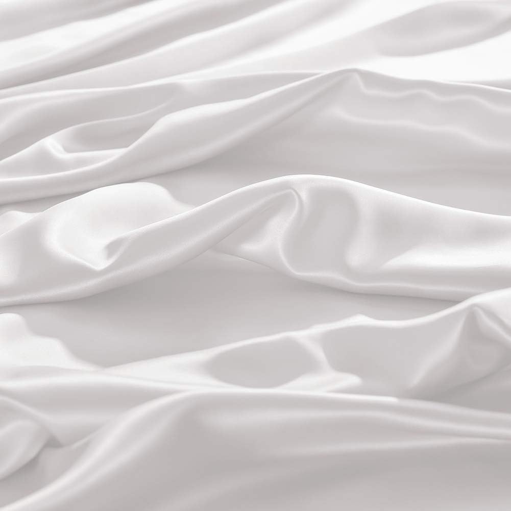 THXSILK Lenzuolo con Angoli in Seta 140x200 cm, Bianco - immagine 6