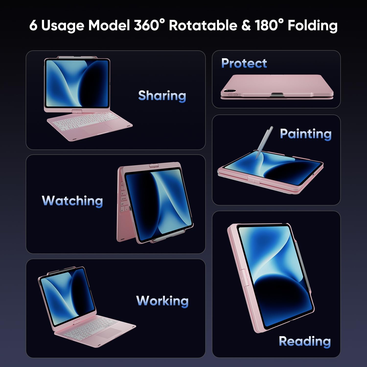 Doqo Custodia Tastiera 360° per iPad Air 13 M3/M2 - immagine 4