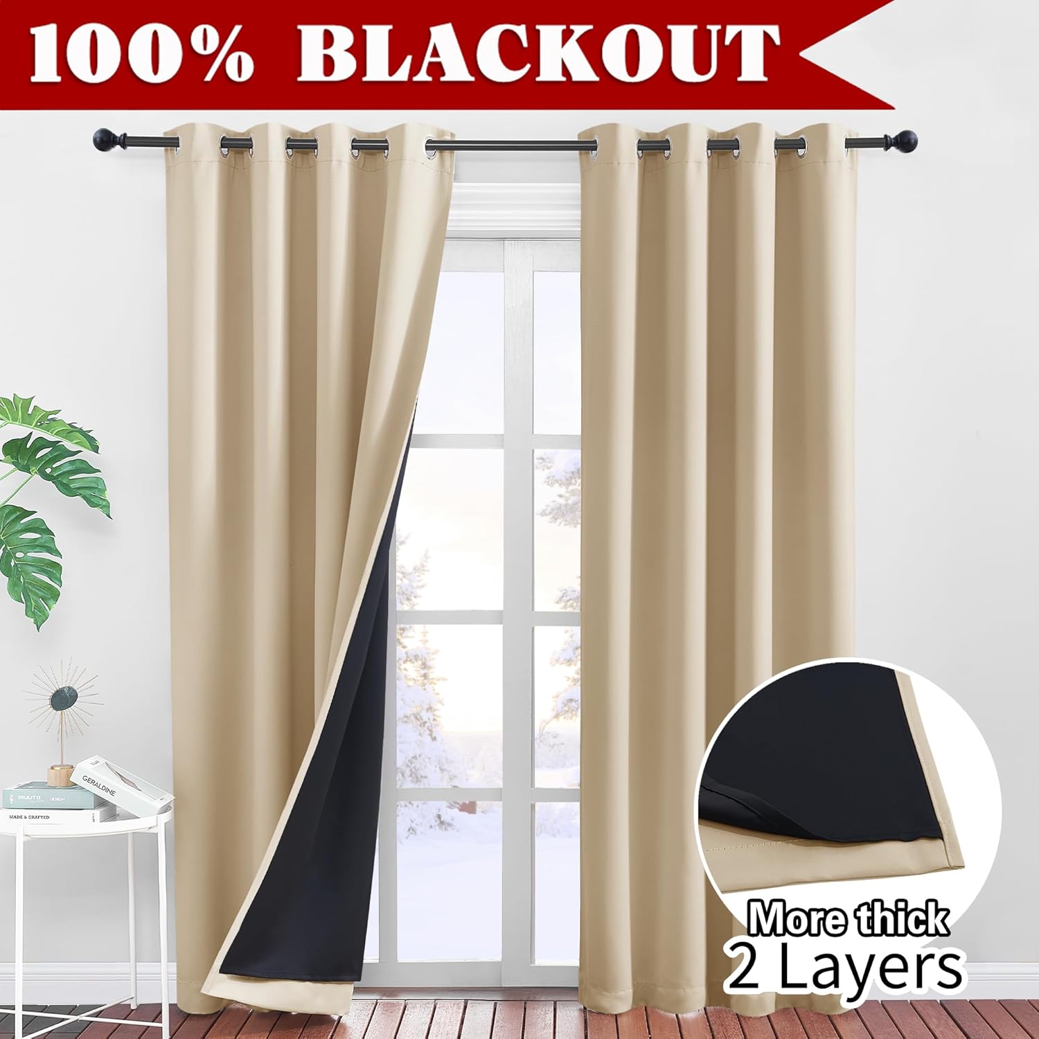 Pony Dance Tende Oscuranti 100% Giallo Beige 140x240cm (2pz) - immagine 2