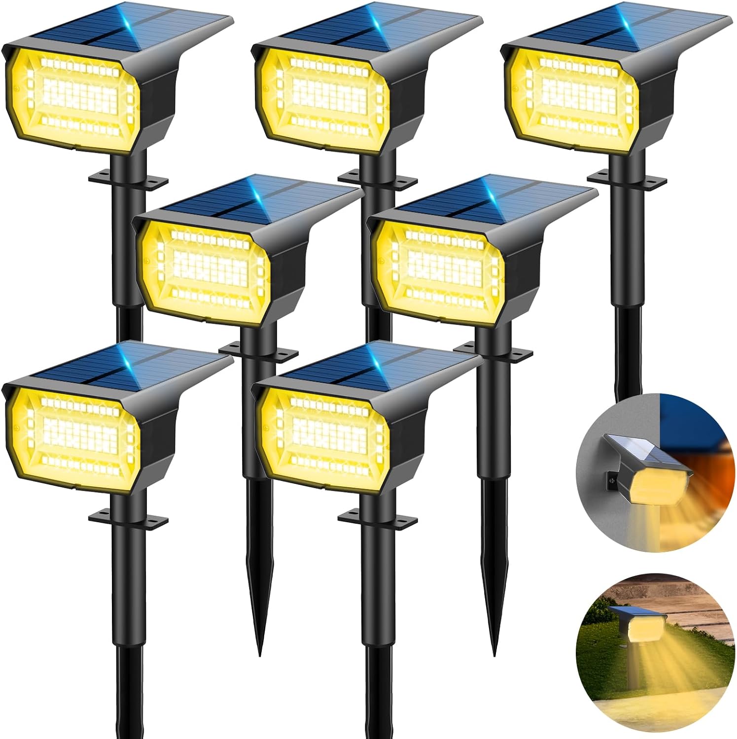 Lotmos 7Pcs Faretti Solari da Esterno 72 LED - immagine 1