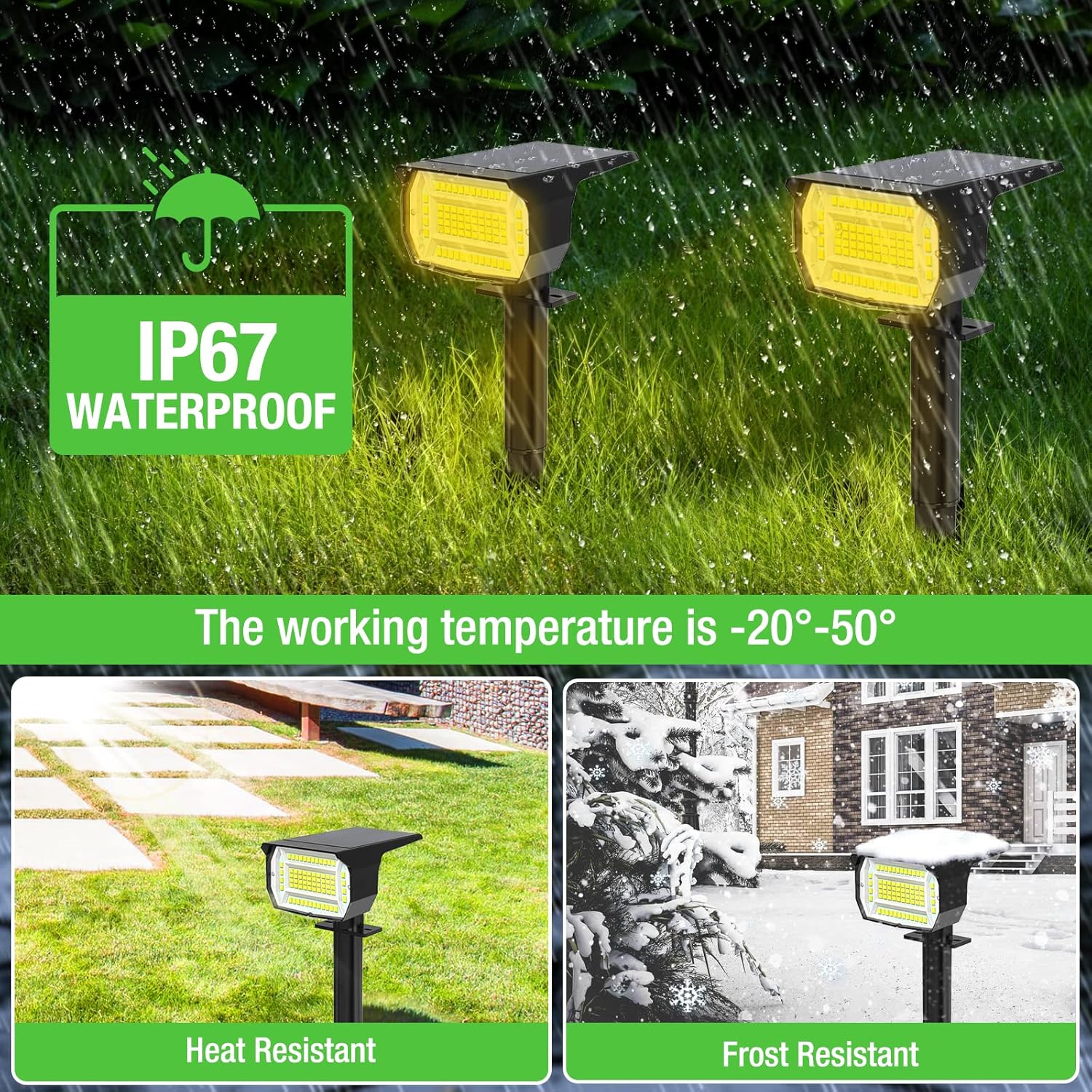 Lotmos 7Pcs Faretti Solari da Esterno 72 LED - immagine 3