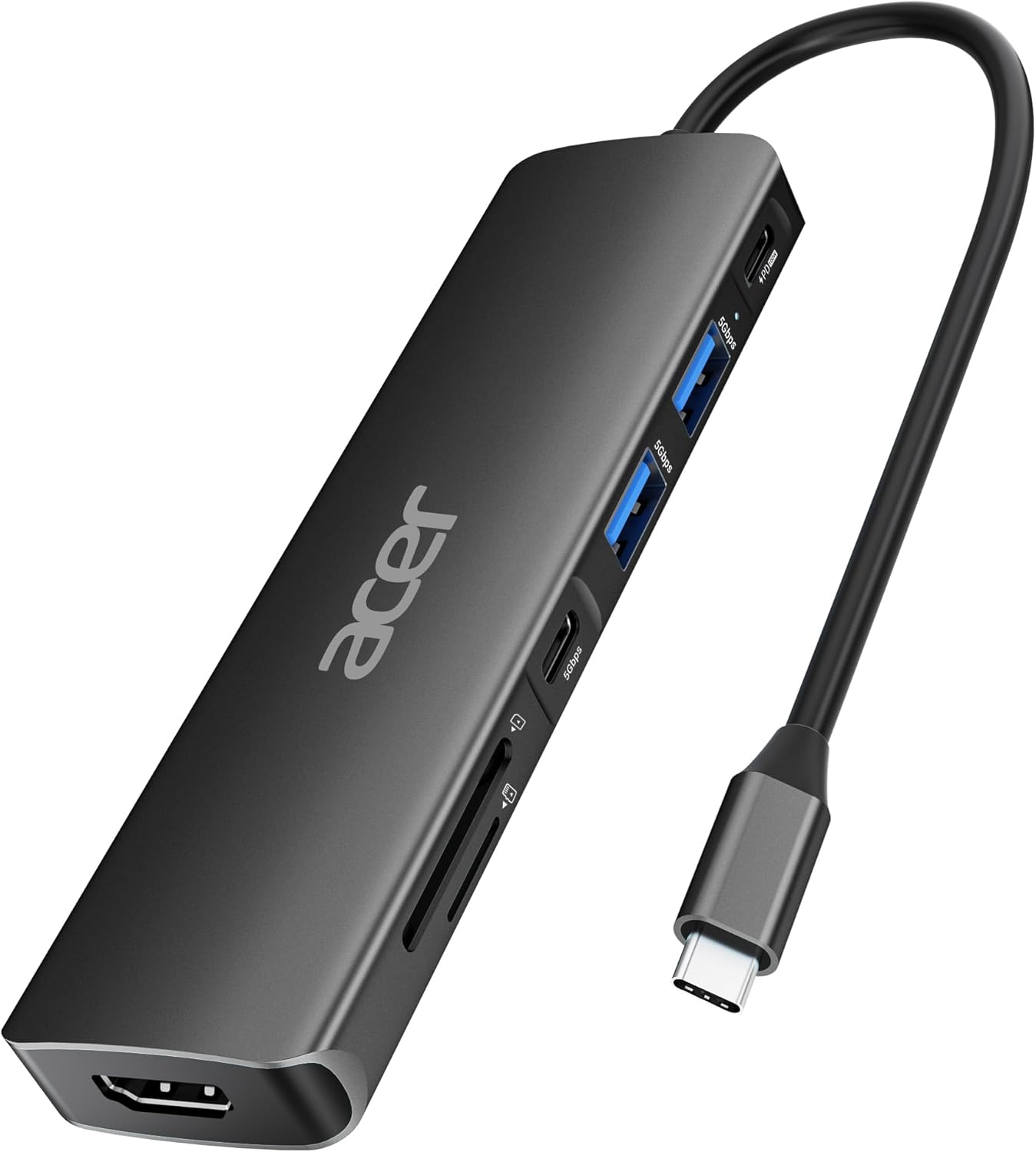 Acer Hub USB C 7 in 1 con 4K HDMI e PD 100W, Nero - immagine 1