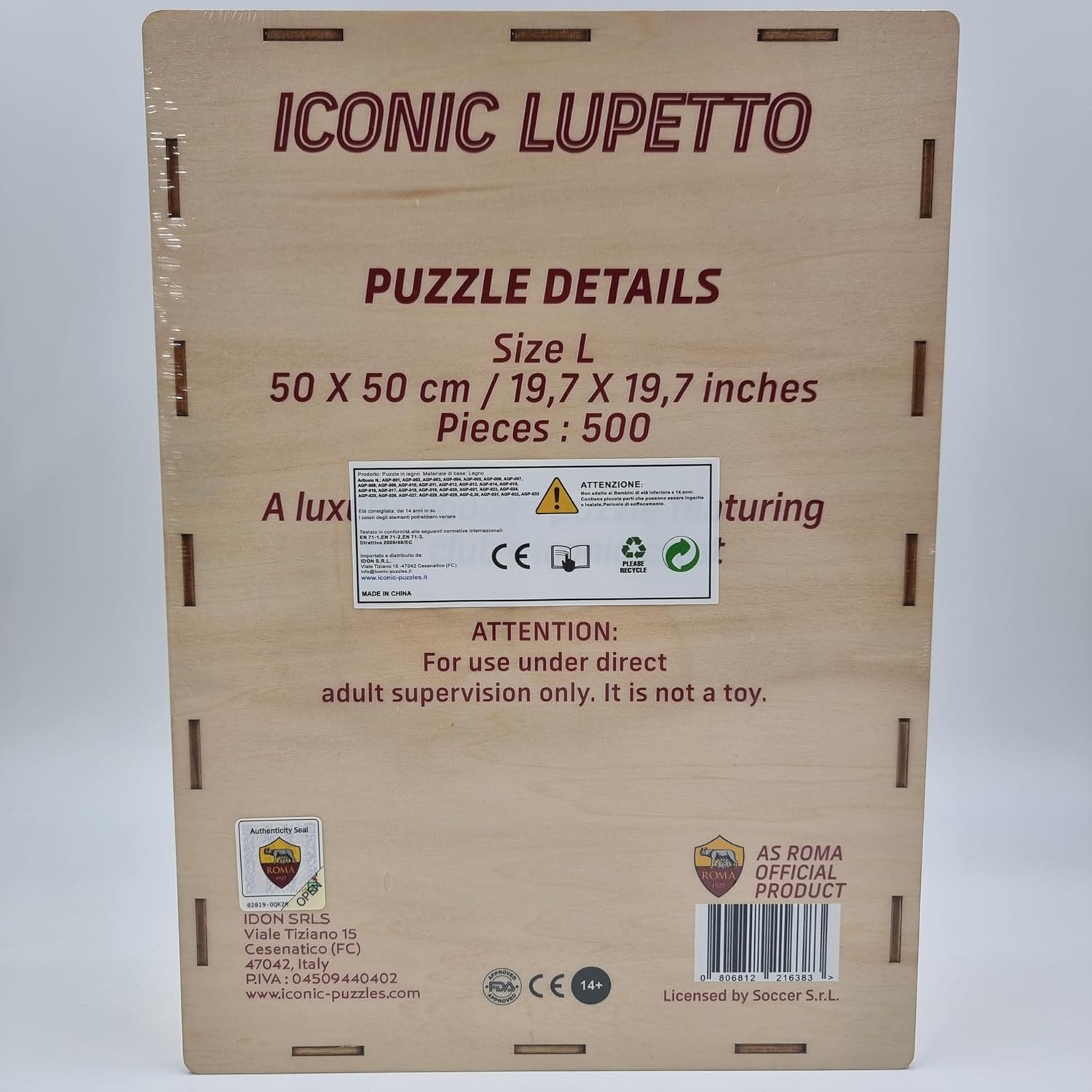Iconic Puzzles - Roma Lupetto, Puzzle Legno 500 Pezzi - immagine 7