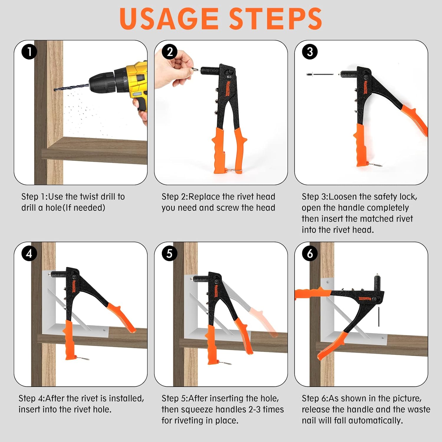 Meiwaltee Rivettatrice Manuale con 200 Rivetti - immagine 4