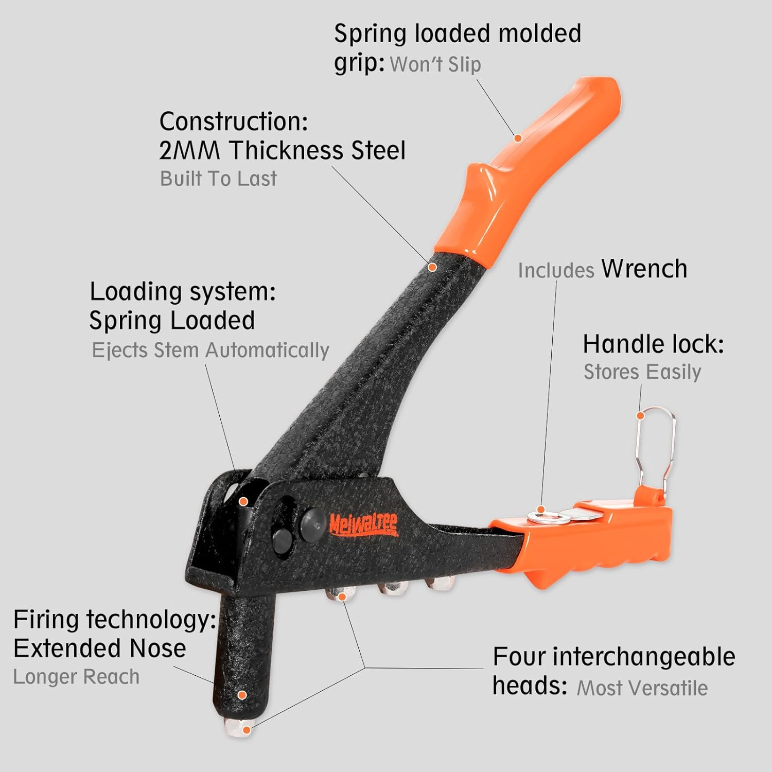 Meiwaltee Rivettatrice Manuale con 200 Rivetti - immagine 8