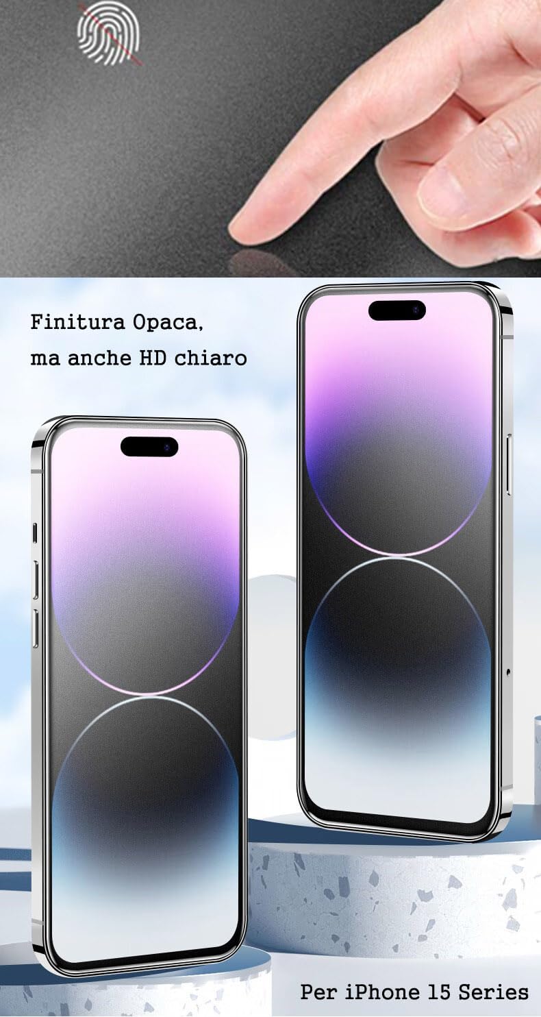 Pellicola Opaca per iPhone 15 / 15 Pro (3 Pezzi) - immagine 5