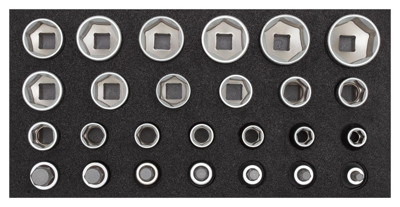 Juego de llaves de vaso 1/2", en módulo CT 2/6, 26 piezas