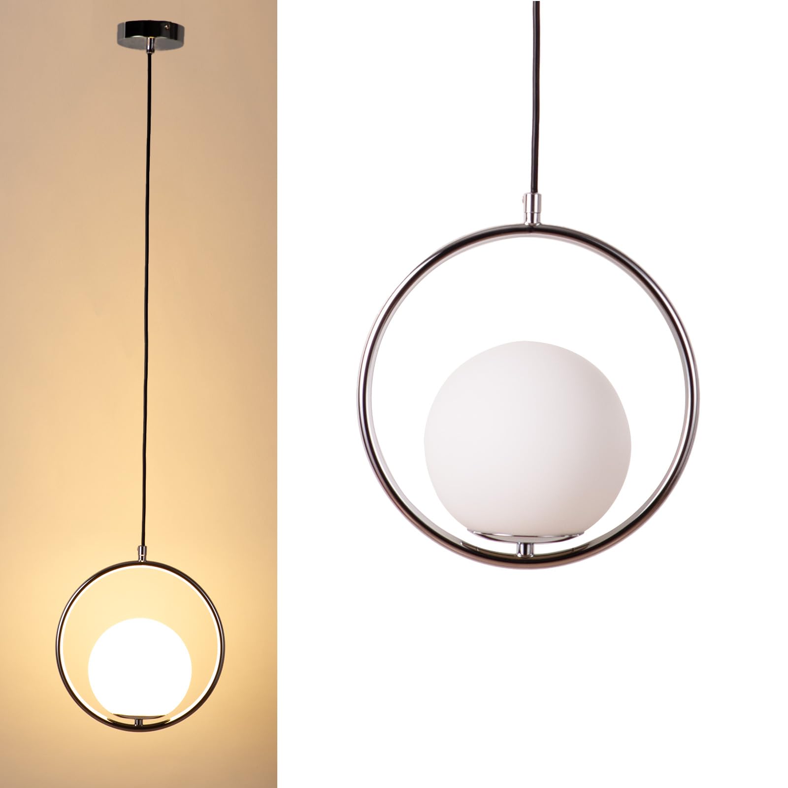 Alpinaluz Lampada a Sospensione a Anello con Sfera Opale E27