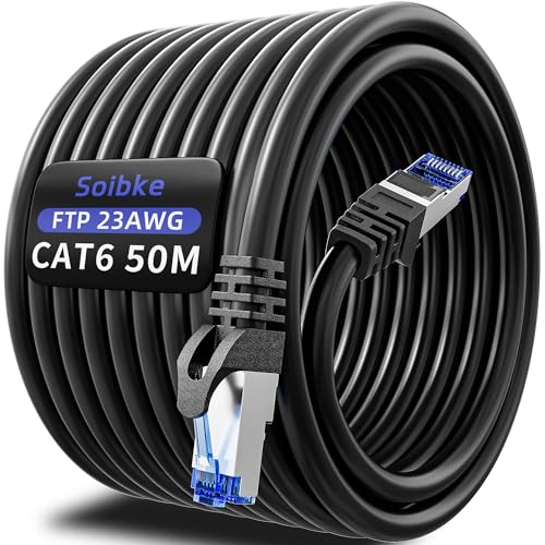 Cavo Ethernet Cat 6 FTP Schermato 50 Metri, Nero