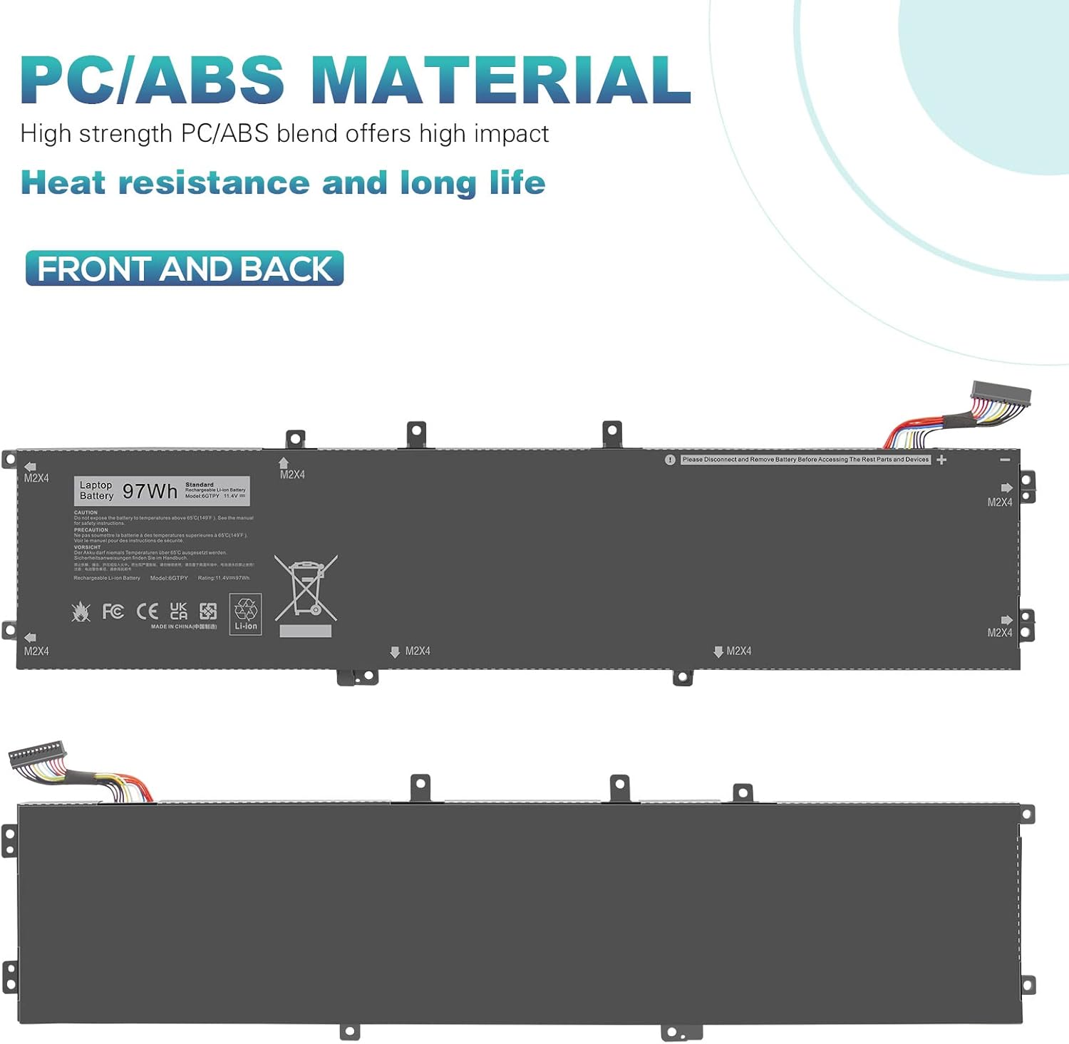 Asuncell Batteria 11.4V/97Wh 6GTPY per Dell XPS 15 - immagine 7