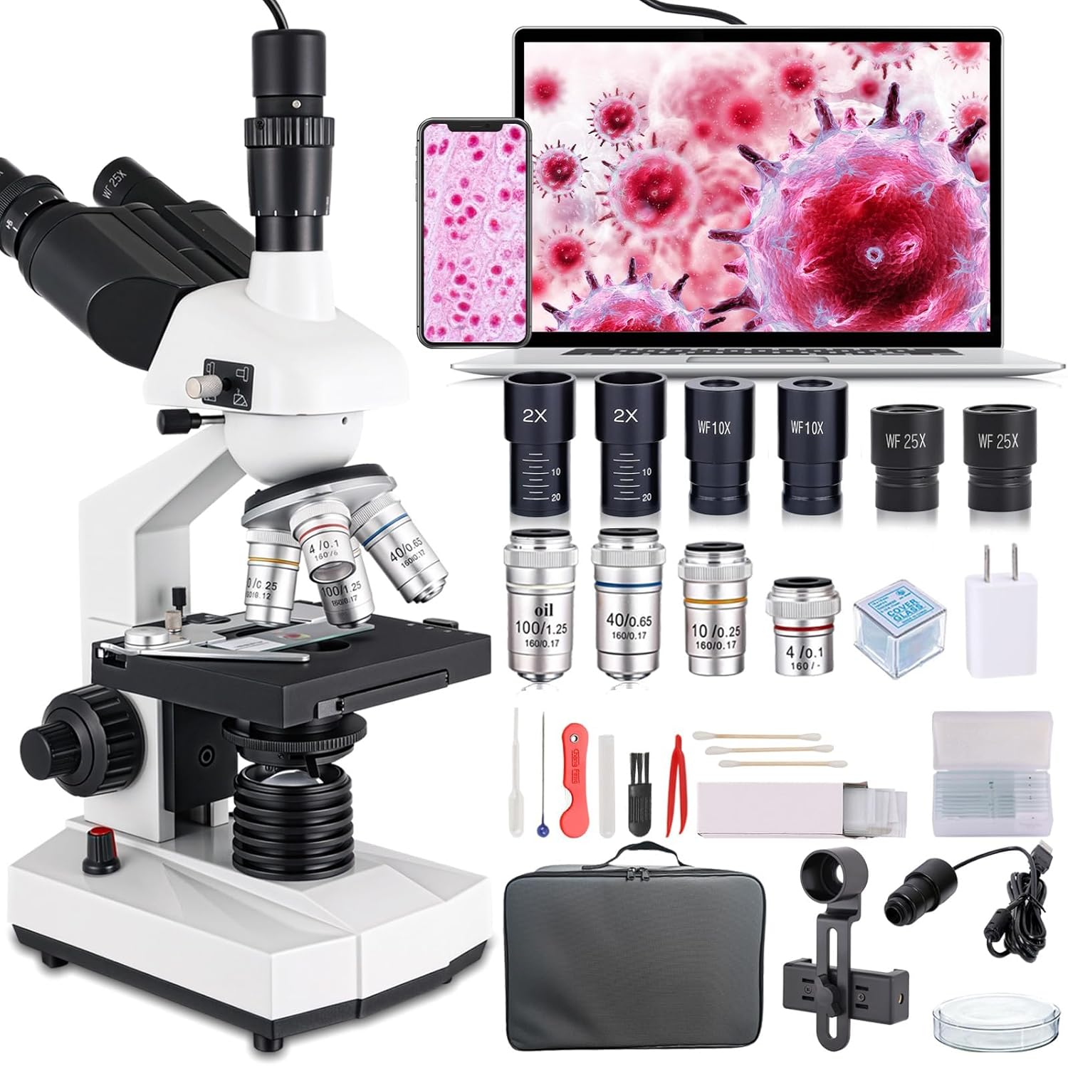 Microscopio Ottico Trinoculare 40x-5000x Professionale - immagine 1