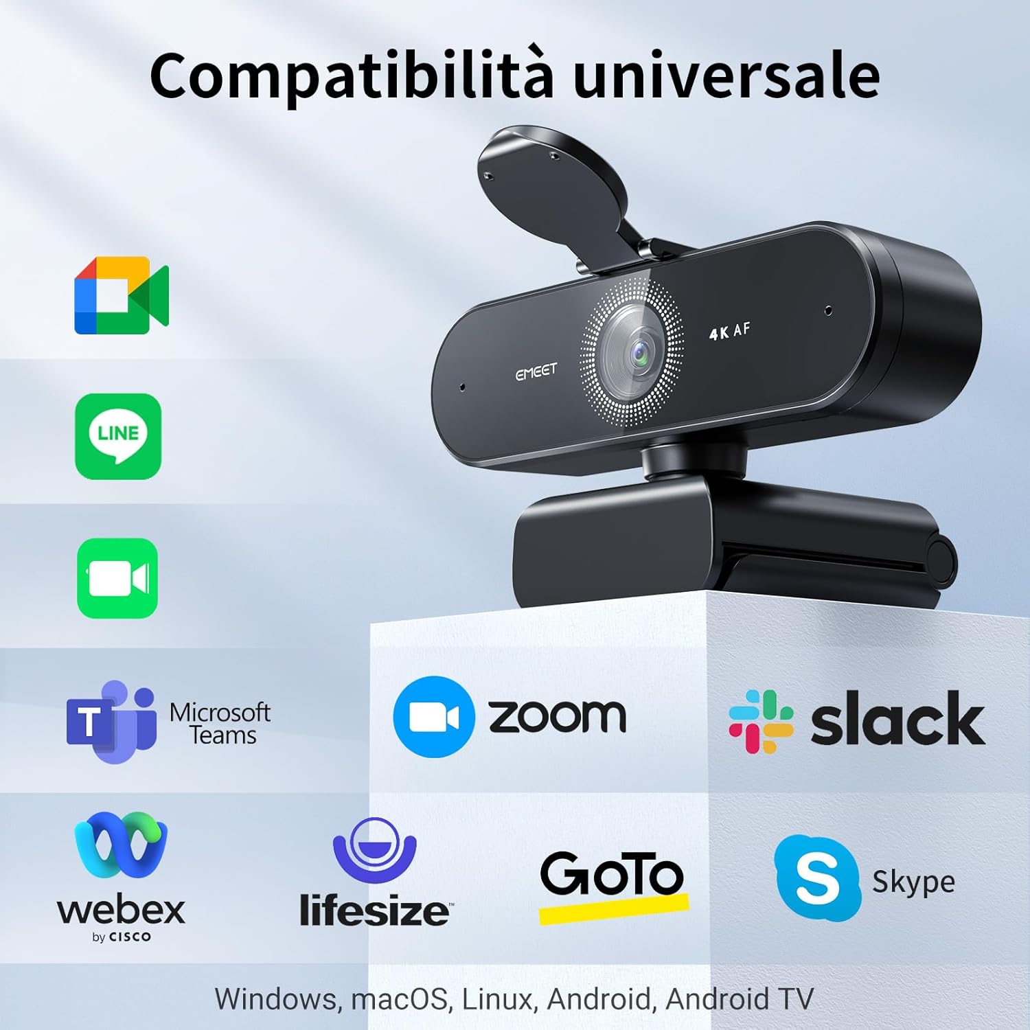 Emeet Webcam Nova 4K con 2 Microfoni Cancellazione Rumore - immagine 7