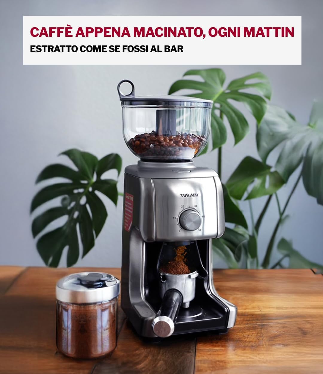 Turmix TX 190 - Macina Caffè Elettrico 130W Cromato - immagine 2