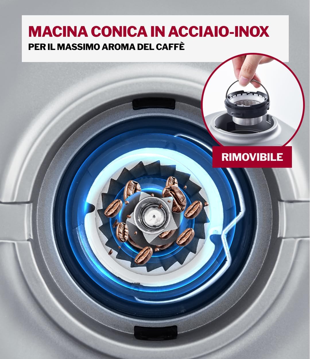 Turmix TX 190 - Macina Caffè Elettrico 130W Cromato - immagine 4