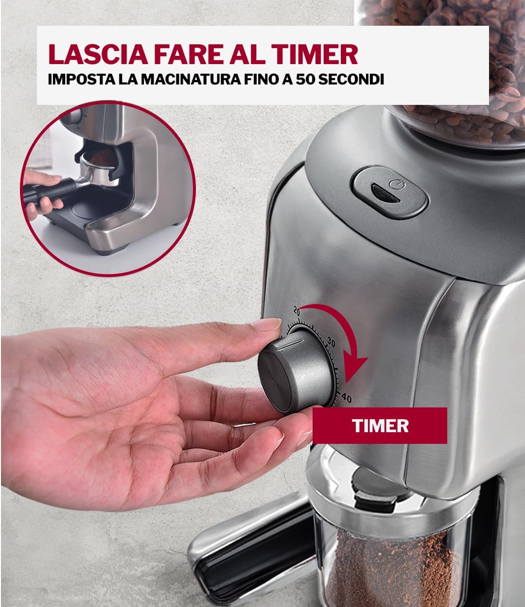 Turmix TX 190 - Macina Caffè Elettrico 130W Cromato - immagine 5