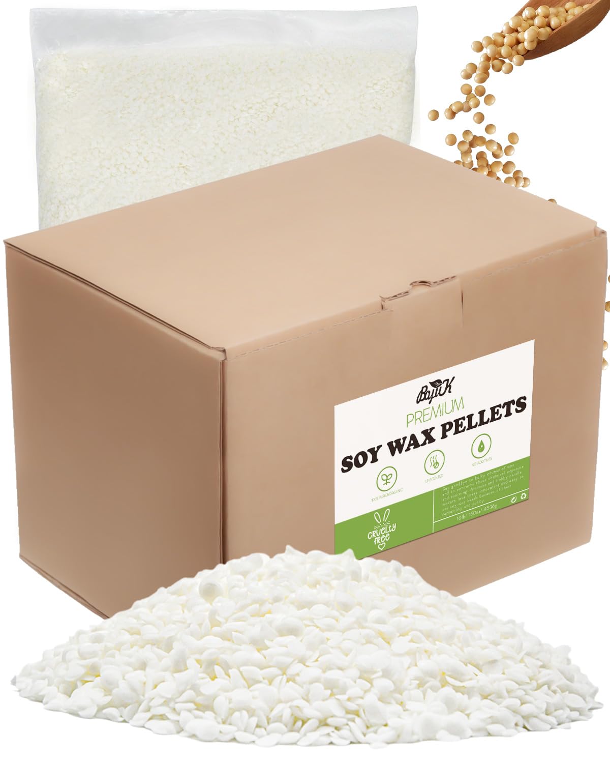 BOYUJK - Cera di soia naturale di alta qualità, 100% cera di soia per realizzare candele da fattoria biologica, senza additivi, innocua e pura (3 kg)