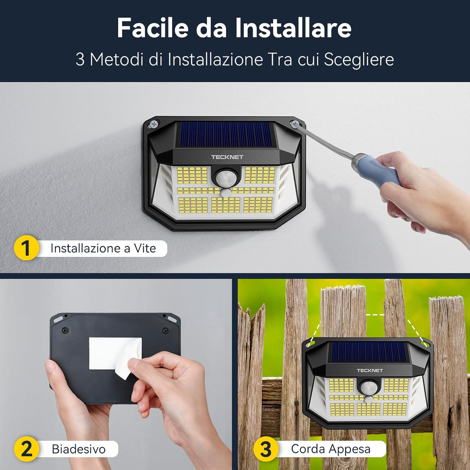 Tecknet Luci Solari Esterno 231 LED 300° - 6 Pezzi - immagine 6