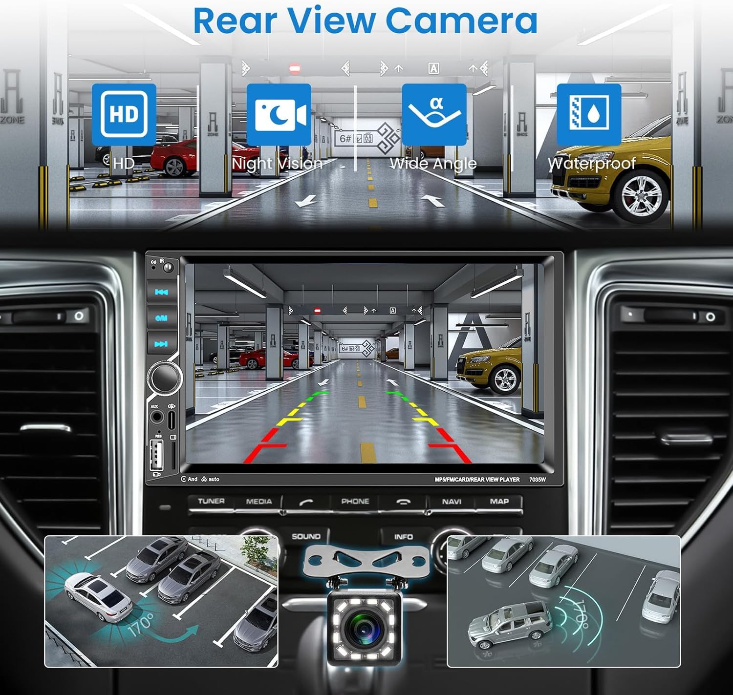 Vechtel Autoradio 2 Din Wireless Carplay Android Auto 7 Pollici - immagine 5