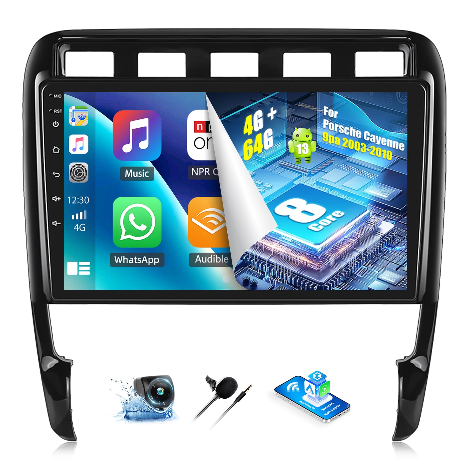 Oiliehu Android 13 2 DIN CarPlay per Porsche Cayenne 9pa