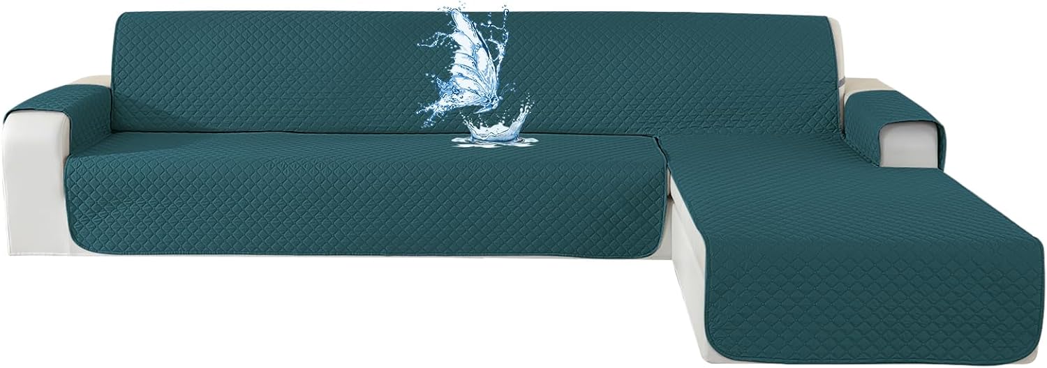 CYCMACO Copridivano Impermeabile 4 Posti con Penisola, Verde Scuro