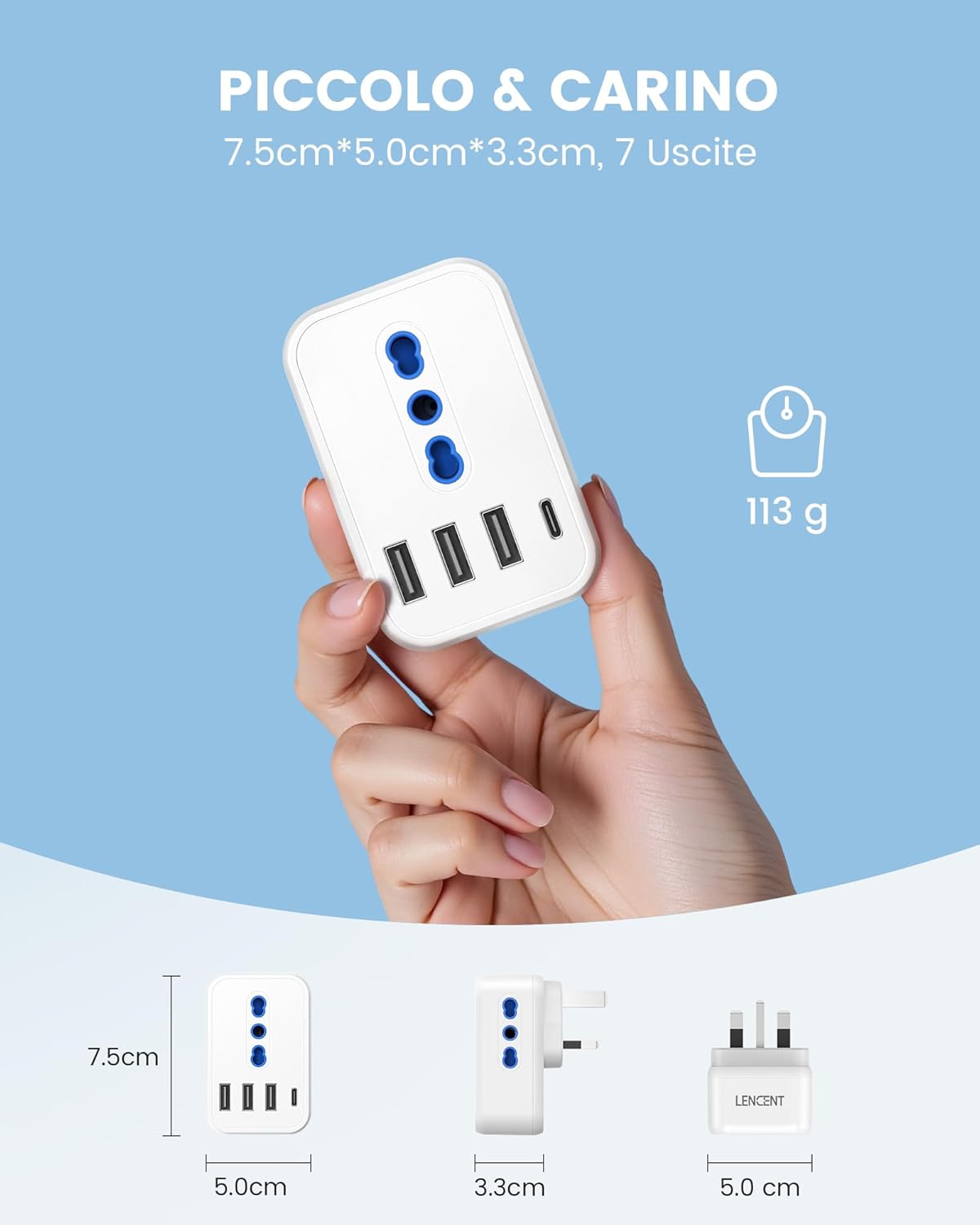 Lencent Adattatore Presa Inglese da Viaggio 2500W - immagine 5