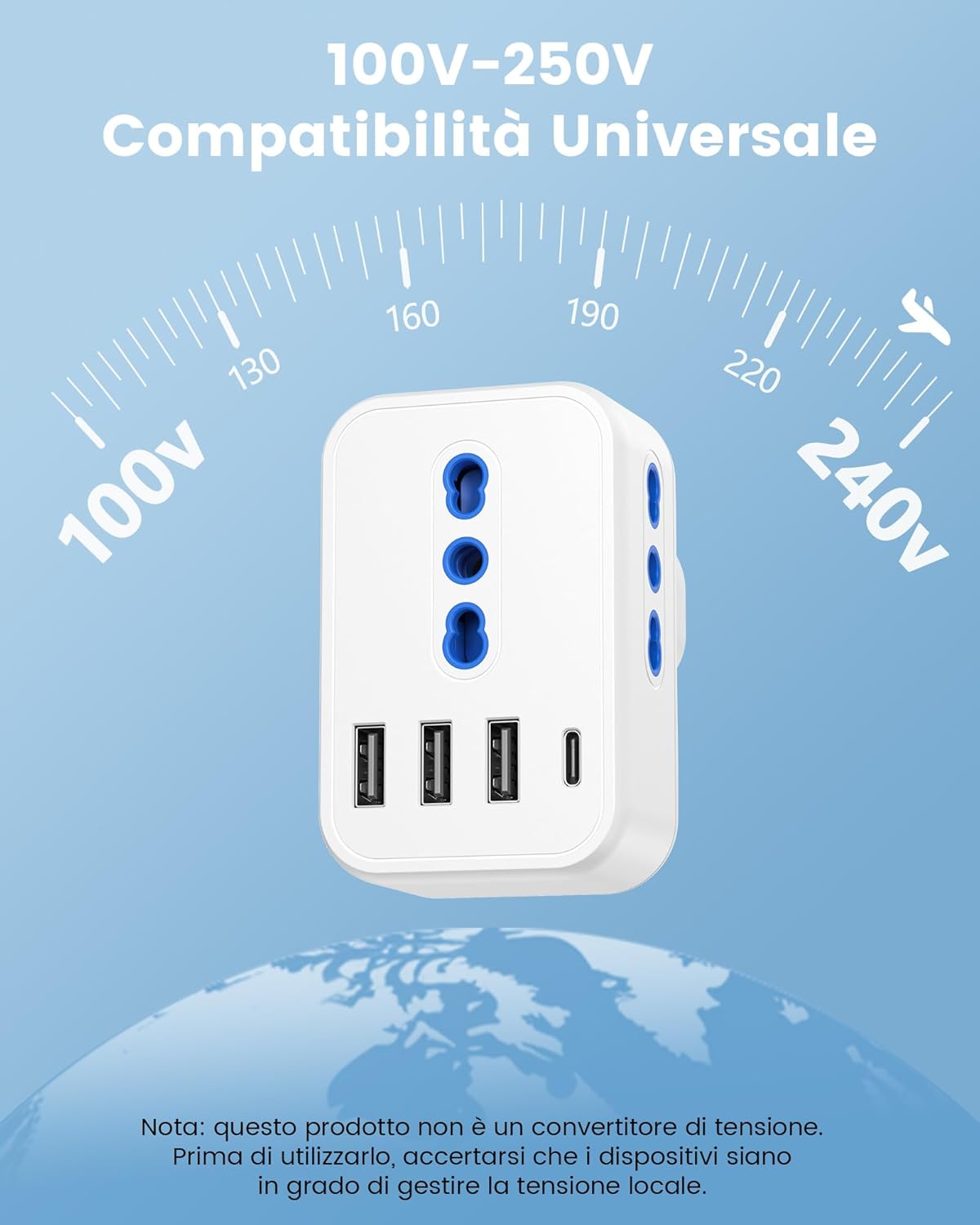 Lencent Adattatore Presa Inglese da Viaggio 2500W - immagine 7