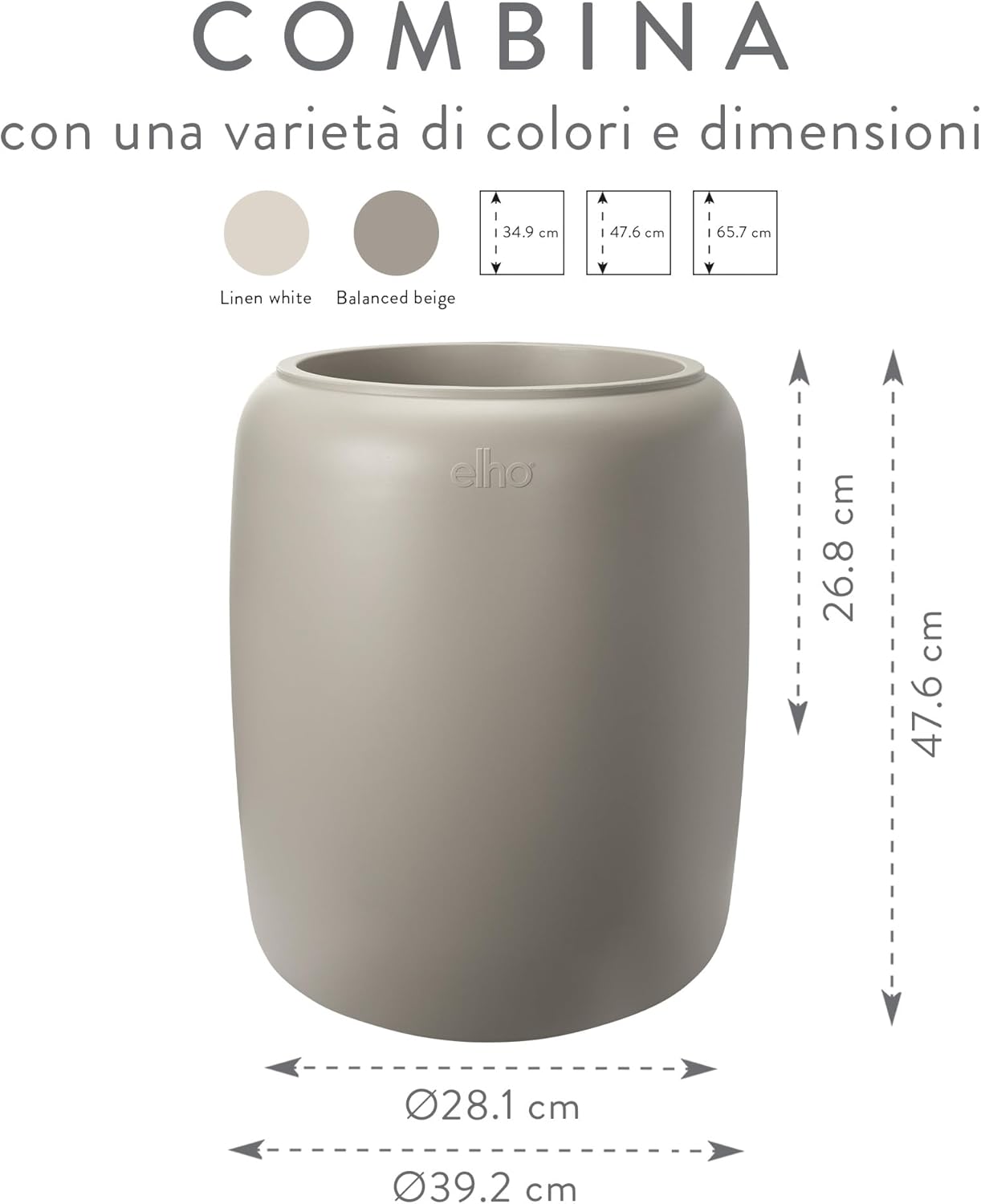 elho Amber Beads Medium 40 - Vaso per Piante Ø 39,2 cm, Beige - immagine 6