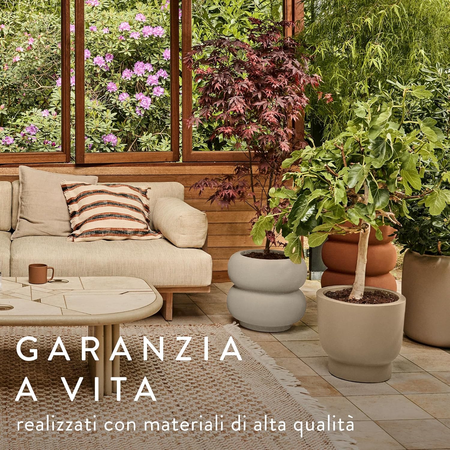 elho Amber Beads Medium 40 - Vaso per Piante Ø 39,2 cm, Beige - immagine 7