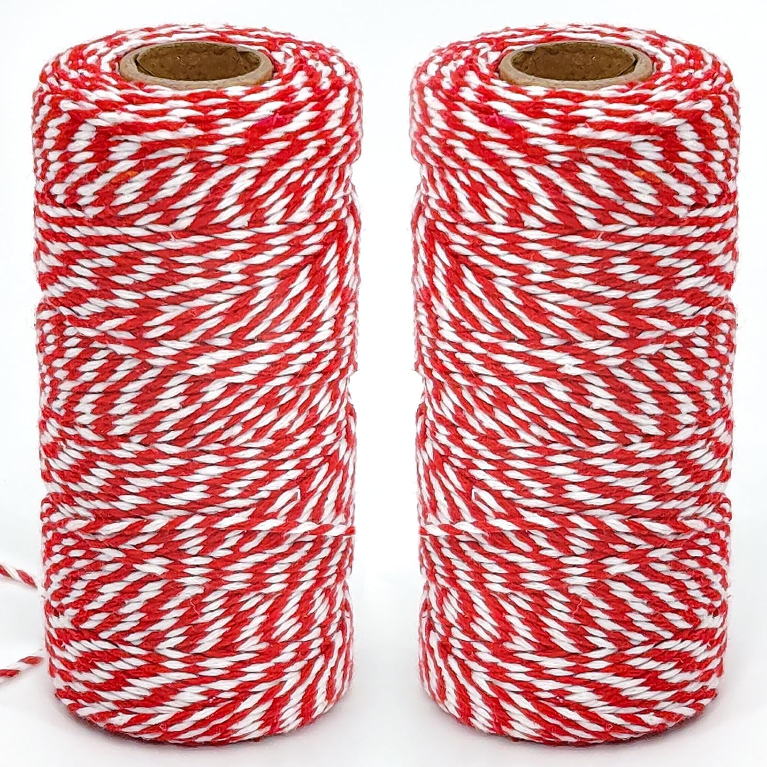 Cordoncino Cotone 200m, 2 Rotoli Rosso e Bianco - immagine 1