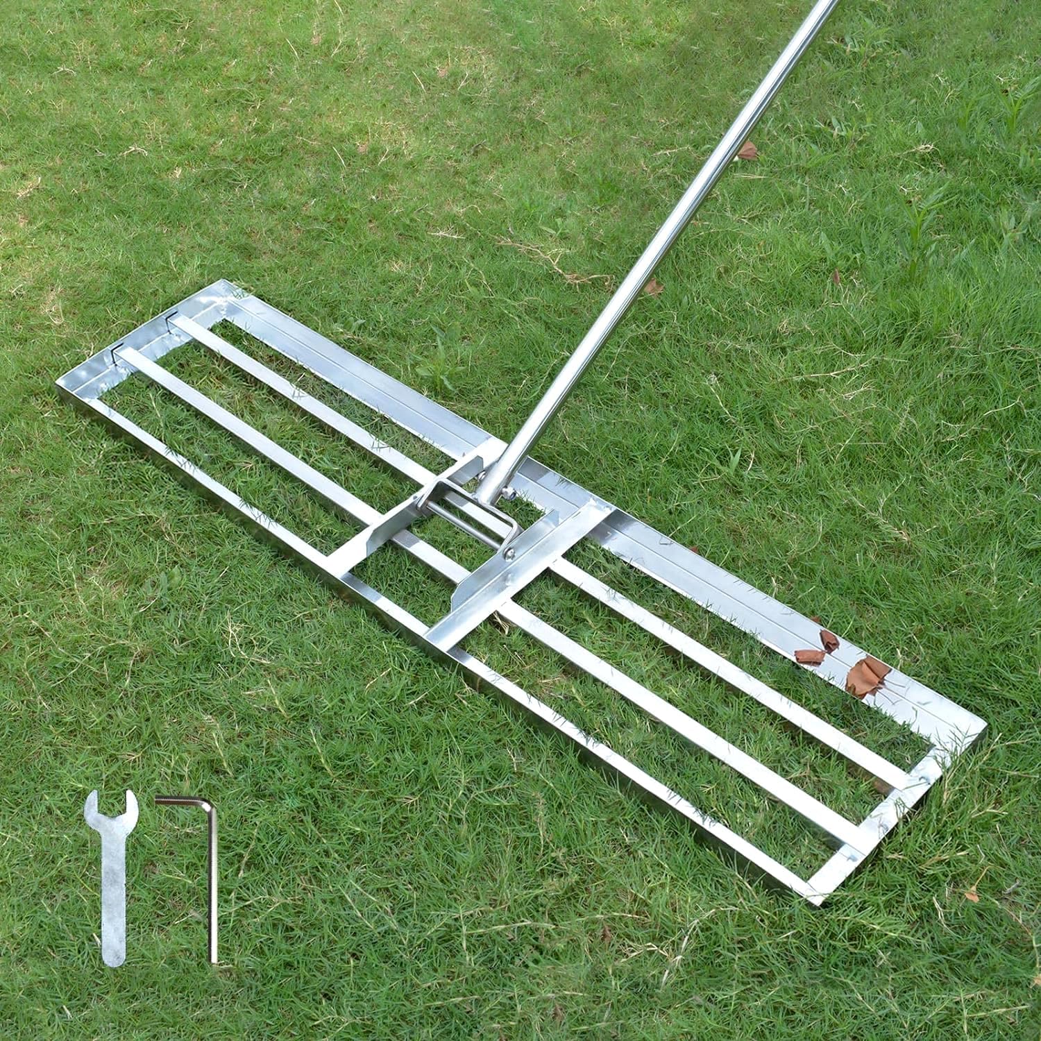 Plutohiker Rastrello Livellatore Prato 1,8m Acciaio Inox