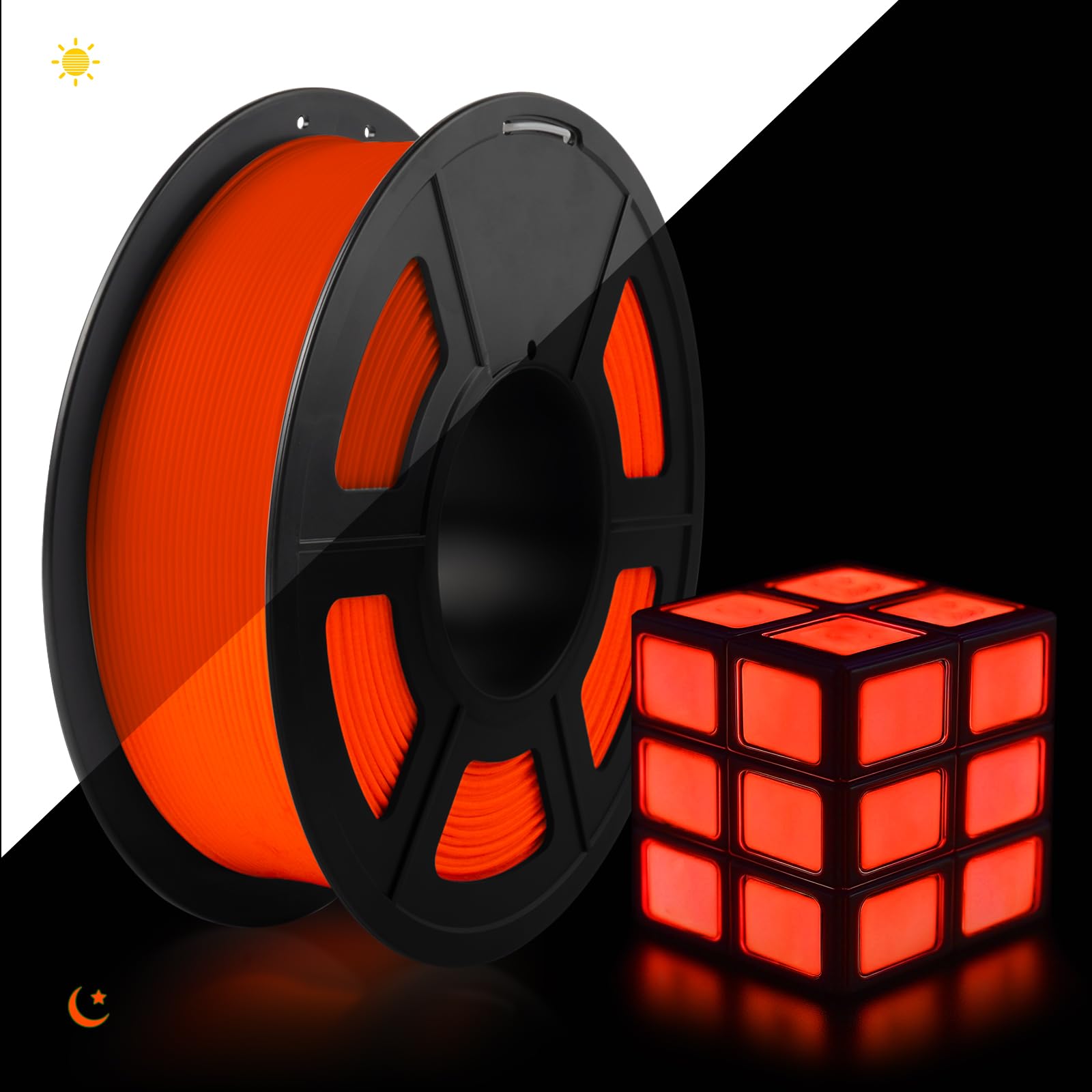 Tecbears Filamento PLA Glow in the Dark 1.75mm, Rosso