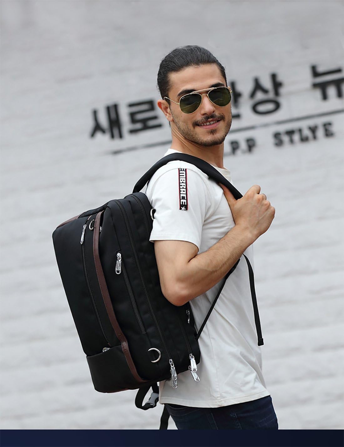 FANDARE Borsa 3 in 1 per Laptop 15.6" - Nero - immagine 2