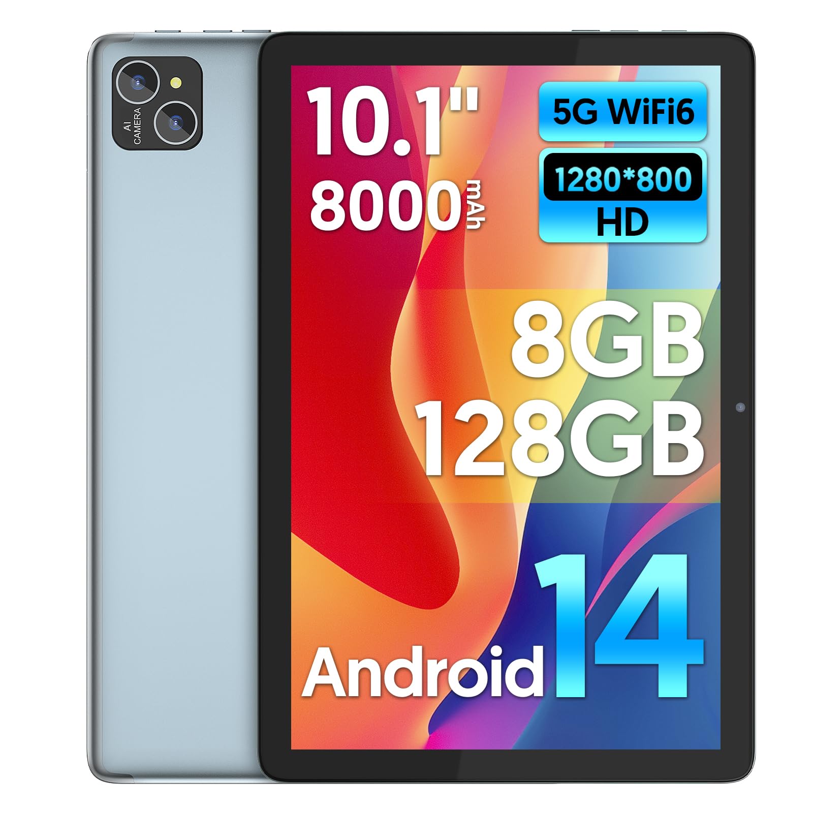 Android 14 Tablet 10 pollici Octa-core 8000 mAh