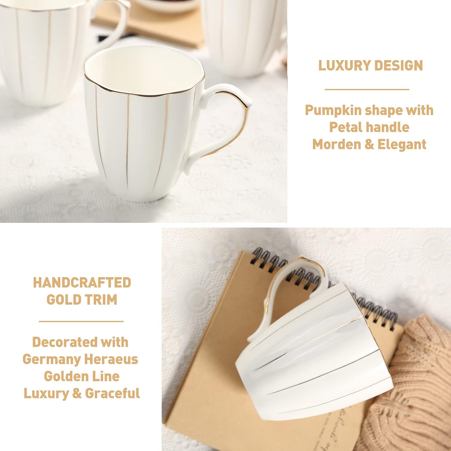 Dujust Set 4 Tazze da Caffè 382,7g in Porcellana - immagine 3